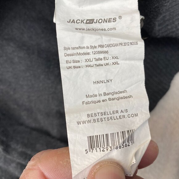 Jack & Jones Mens Cardigan Sweater Size XXL Premium Gray Button Up Knit Casual - Picture 4 of 5